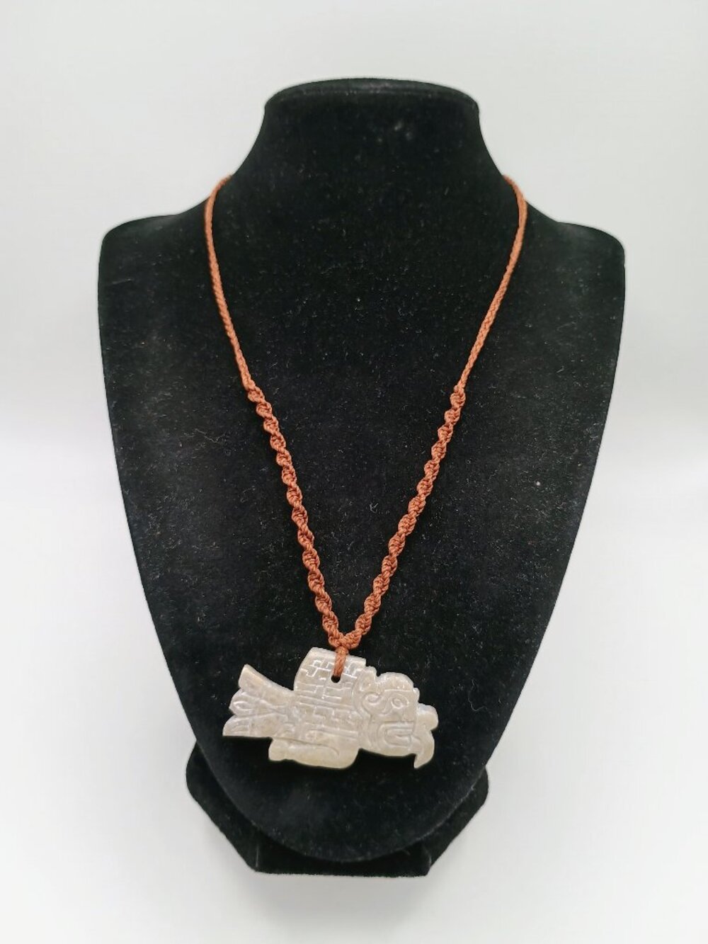 Eagle Necklace Carved Natural Stone Macrame Power Amulet